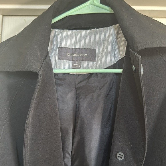 Liz Claiborne size small Black Trench Coat - Picture 3 of 12